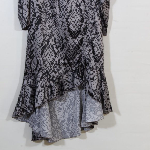 Forever 21 Snakeskin Black Gray Reptile Print Asymmetrical Maxi Dress Size Small - Picture 4 of 11